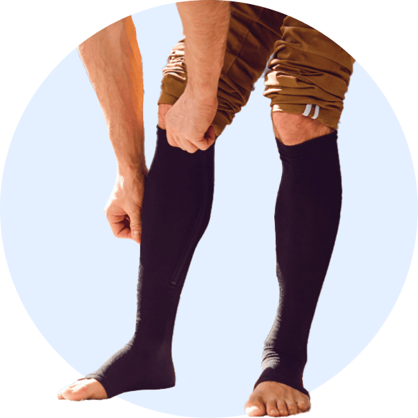 Man with compression socks