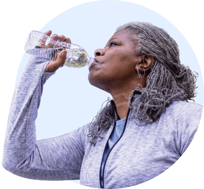 A woman drinking water